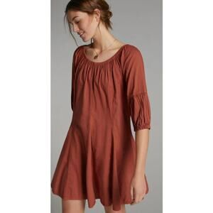 Daily‎ Practice by Anthropologie Boho Mollie Mini Dress Cocoa Powder Size Medium